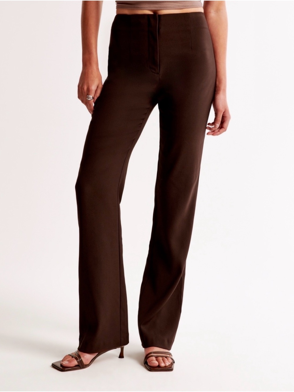 Abercrombie High Rise Slim Boot Tailored Trousers Coffee Brown Size 28 / 6 Long